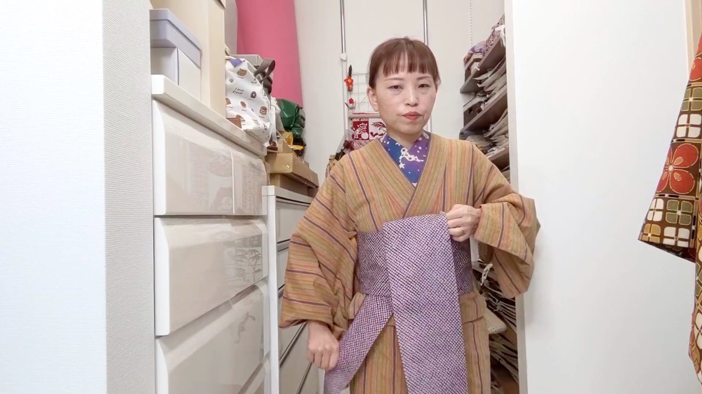 ああ💦この帯も長かった💦今日は藤工房さんの半幅帯だよ😘