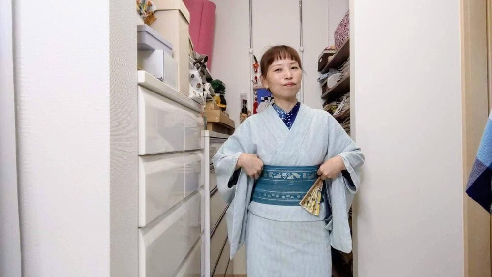予想以上に快適だったから、帯締め無しで今日もコーデ