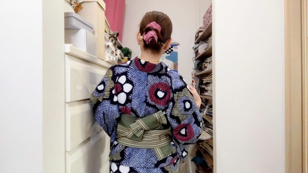 夏物で、着物も帯もリサイクルのコーデにしたよ。