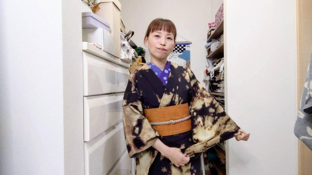 オレンジを入れて秋コーデ。夏場に着倒した着物が秋の着物に見えちゃうよ🍂